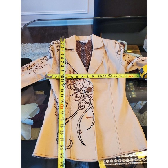 VTG Vanity Petite Tan Cotton Long Sleeve Single Breasted Buttons Front Blazer PP - Picture 11 of 12